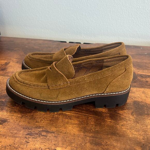 90s White Mountain Gunner Chunky Loafers Brown Suede Leather Shoes Women's 8.5 - Picture 2 of 9